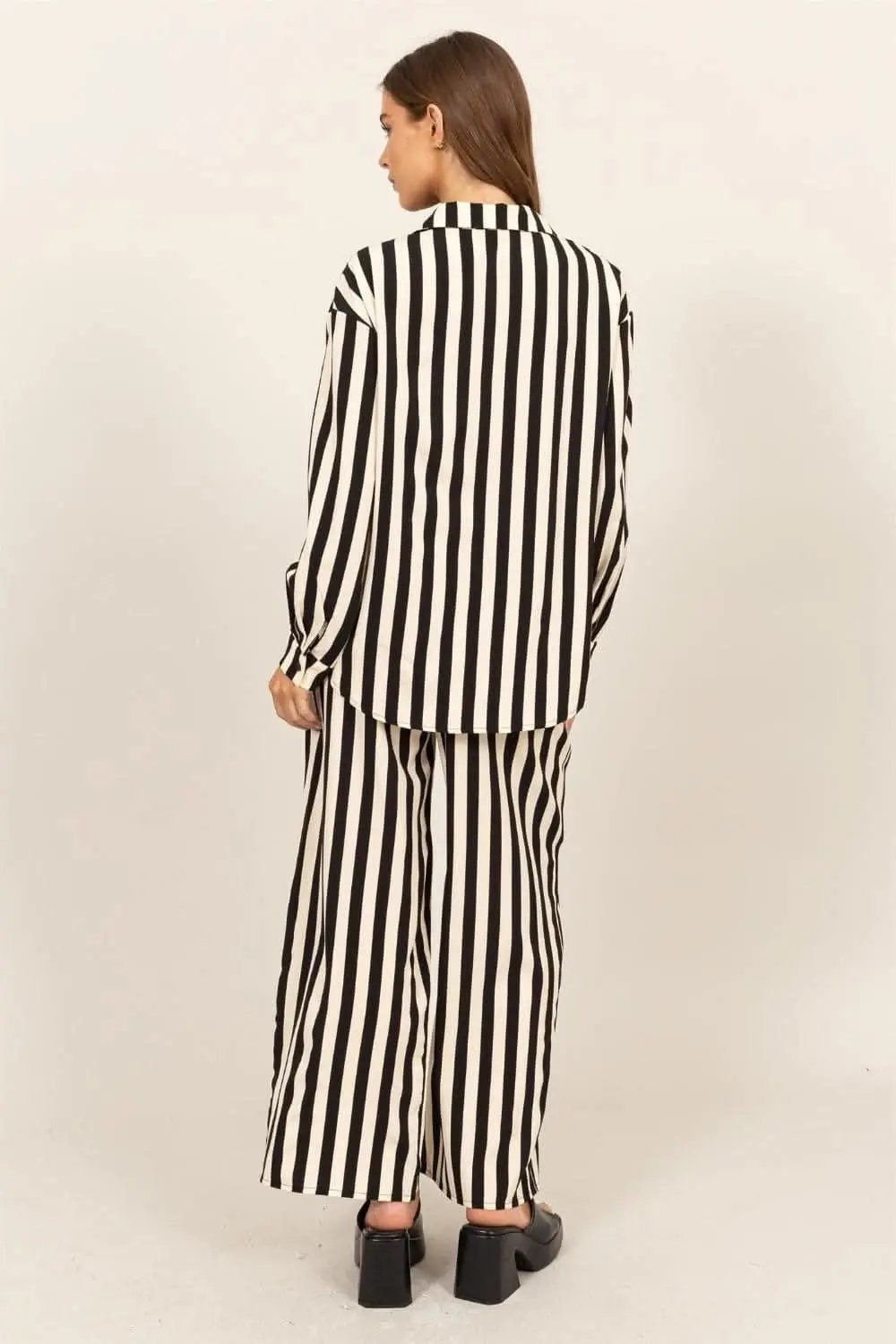 HYFVE Striped Button Up Shirt and Pants Set - Love Salve